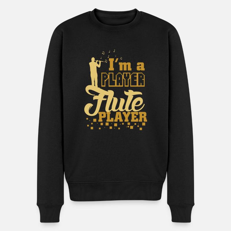 Querflöte spruch - Männer Premium Bio Pullover - Schwarz