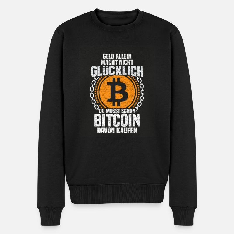 Geld allein macht nicht glücklich - Bitcoin - Männer Premium Bio Pullover - Schwarz