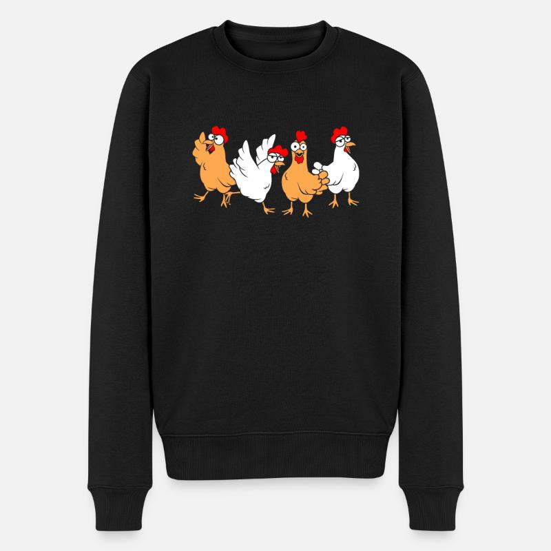 Lustige Hühner - Männer Premium Bio Pullover - Schwarz