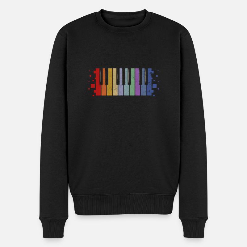 Retro Klavier - Männer Premium Bio Pullover - Schwarz