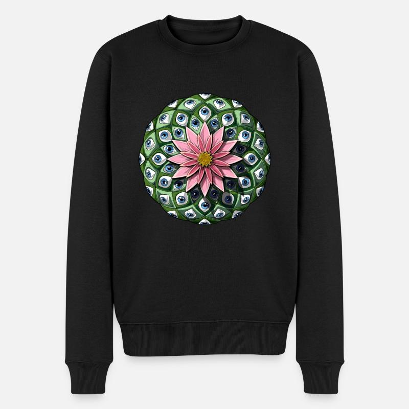 Psychedelischer Peyote-Kaktus - Männer Premium Bio Pullover - Schwarz