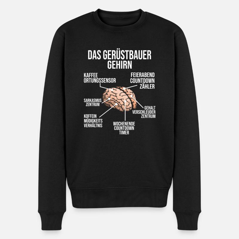Gerüstbauer Gehirn Gerüstbau Bauarbeiter - Männer Premium Bio Pullover - Schwarz