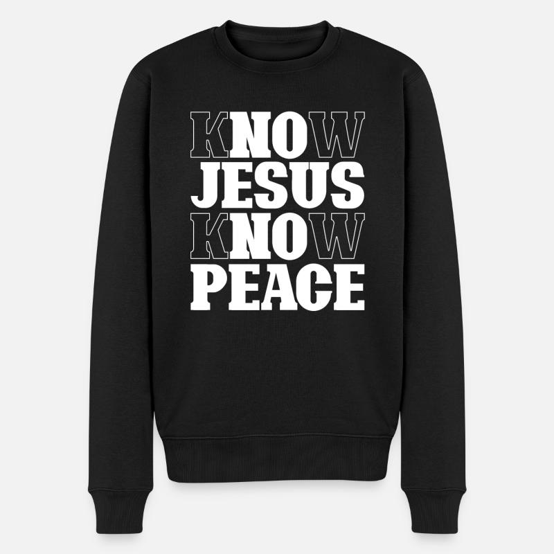 Know Jesus Know Peace - Glaube Gott - Männer Premium Bio Pullover - Schwarz