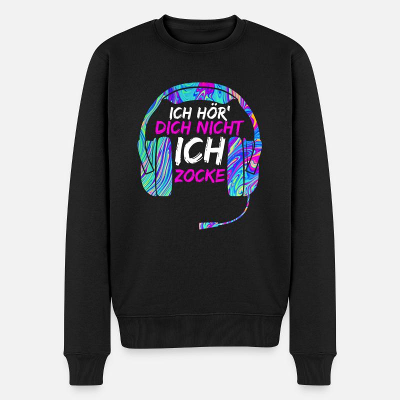 Ich Hör Dich Nicht Ich Zocke Gamer Geschenk - Männer Premium Bio Pullover - Schwarz