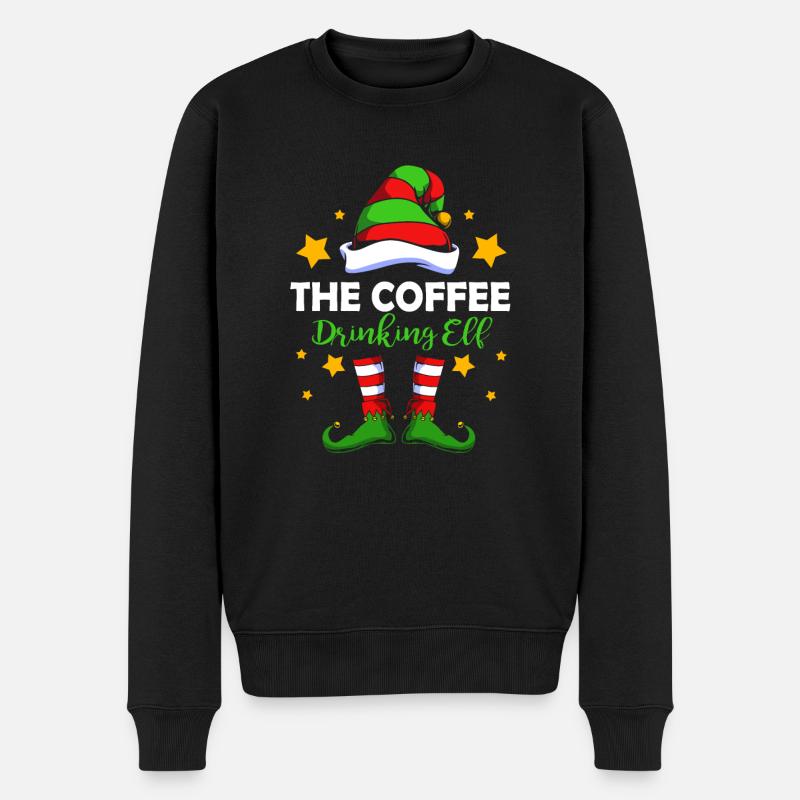 Elfe Elf Weihnachtsgeschenk Kaffee - Männer Premium Bio Pullover - Schwarz