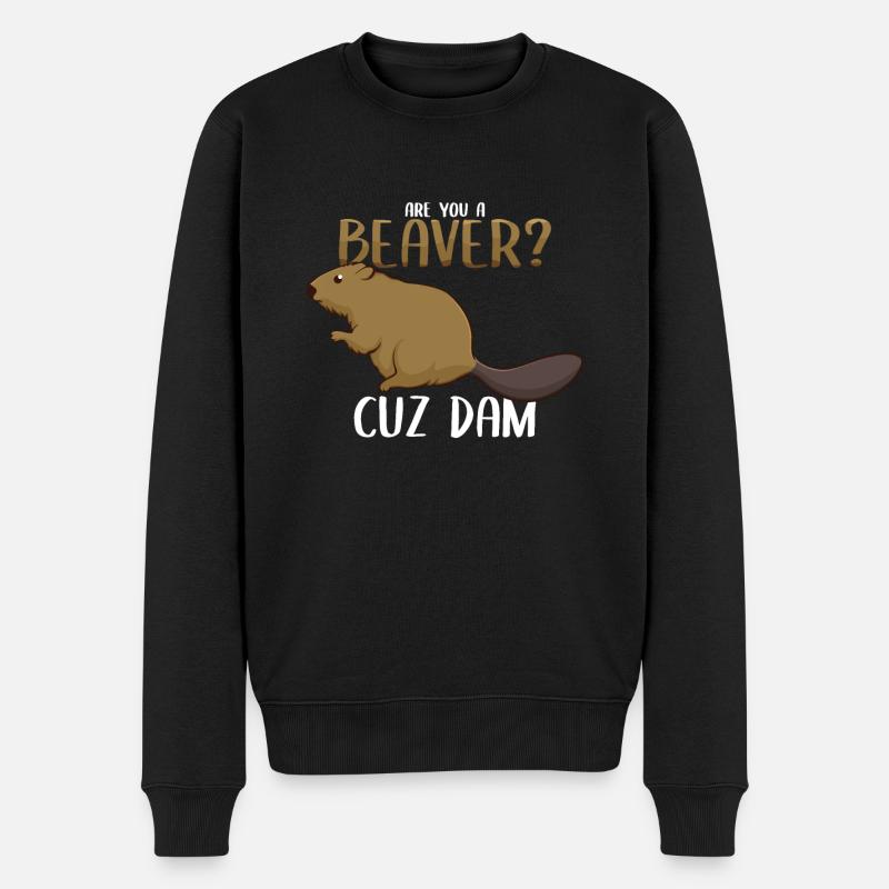 Bist du ein Biber? - Männer Premium Bio Pullover - Schwarz