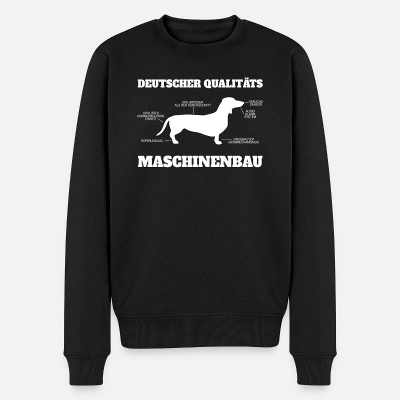 Dackel Hund Dachshund - German Engineering Spruch - Männer Premium Bio Pullover - Schwarz