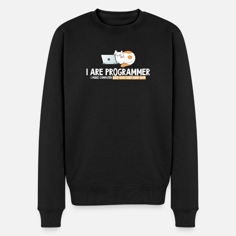 I program cat programmer - Men's Premium Organic Jumper - black