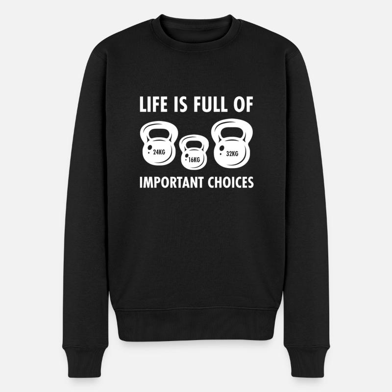 Kettlebell Gym Fitness Workout Barbell - Männer Premium Bio Pullover - Schwarz
