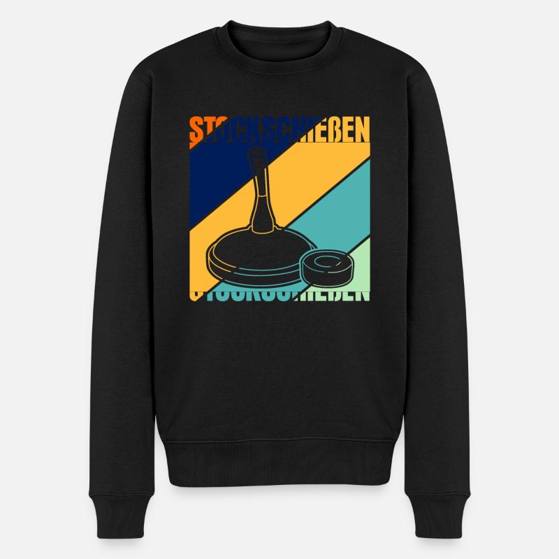 Stockschießen - Retro Eisstock - Männer Premium Bio Pullover - Schwarz