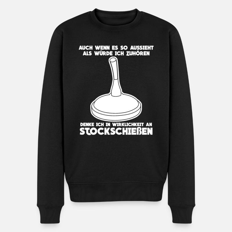 Stockschießen lustiger Eisstock Spruch - Männer Premium Bio Pullover - Schwarz