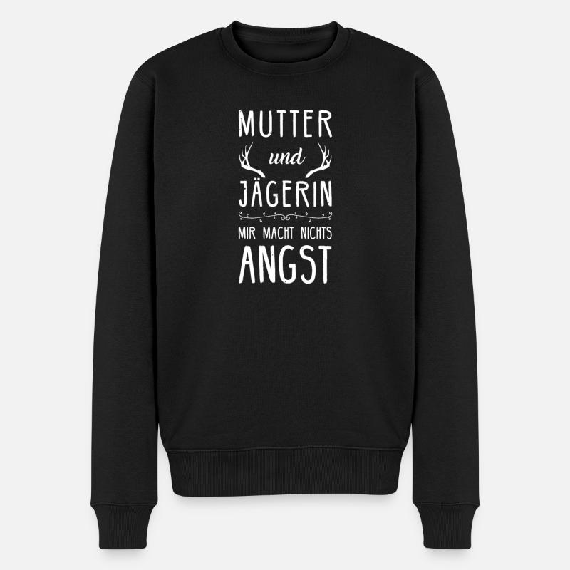 Jägerin Jagd Jagen Mutter Geschenk - Männer Premium Bio Pullover - Schwarz