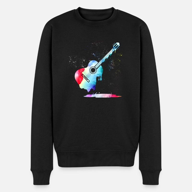 Gitarre - Männer Premium Bio Pullover - Schwarz