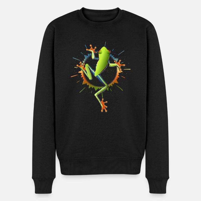 Frosch - Männer Premium Bio Pullover - Schwarz