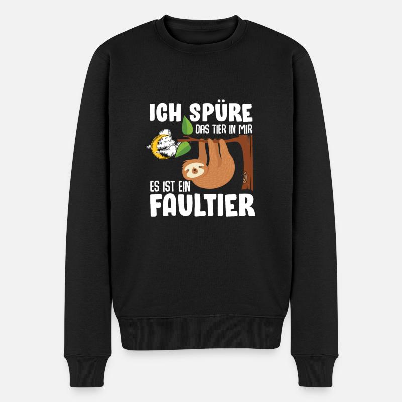 Ich spüre das Tier in mir es ist ein Faultier - Männer Premium Bio Pullover - Schwarz