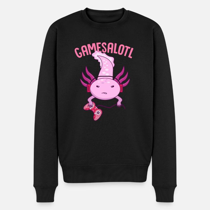 Axolotl, axolotl readstalotl, gamessalotl, - Pull Premium bio Homme - noir