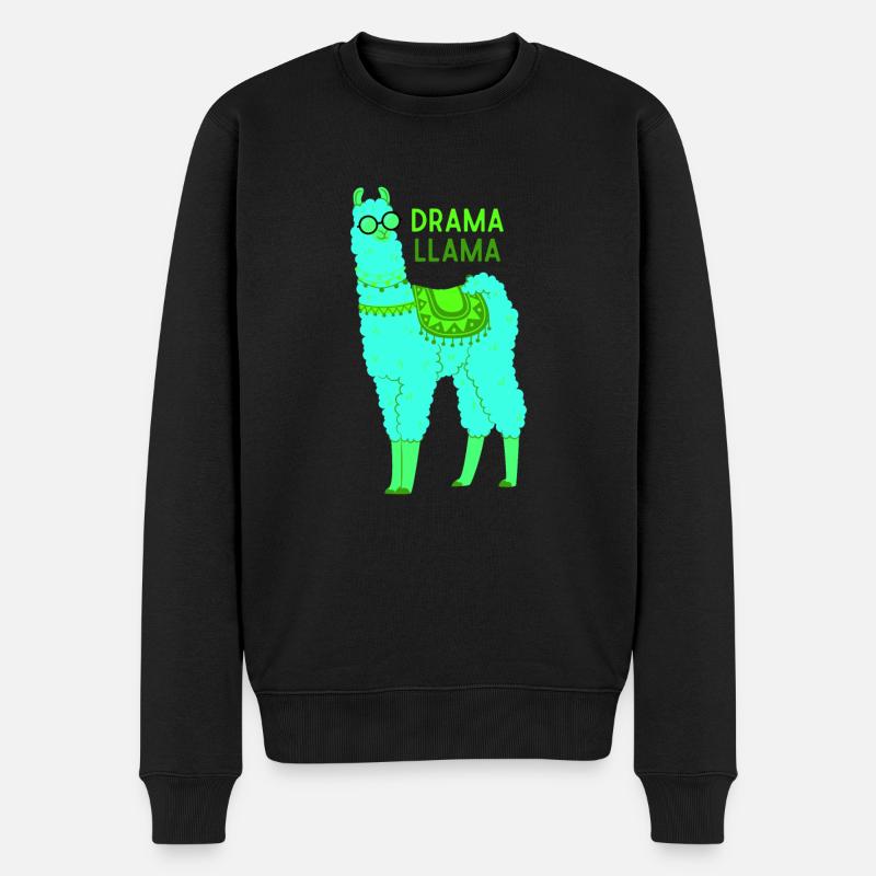 Drama Llama Lama - Männer Premium Bio Pullover - Schwarz