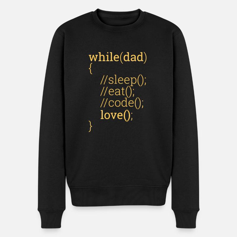"While dad" | Vater, Programmierer - Männer Premium Bio Pullover - Schwarz