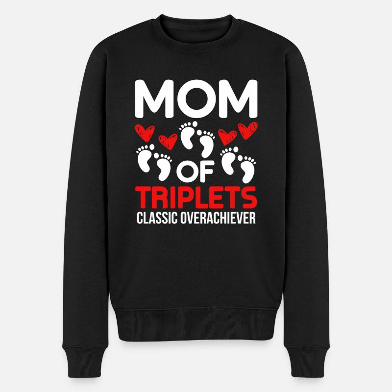 Mère de triplés triplés maman enceinte - Pull Premium bio Homme - noir