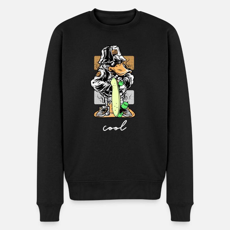 Kinder Ente Skateboard cool - Männer Premium Bio Pullover - Schwarz