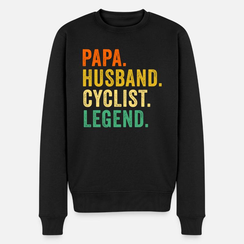Fahrrad Papa Ehemann Radfahrer Byciclette Vatertag - Männer Premium Bio Pullover - Schwarz