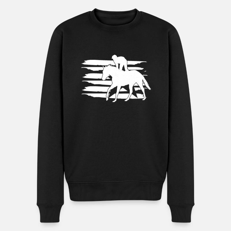 Pferderennen - Männer Premium Bio Pullover - Schwarz