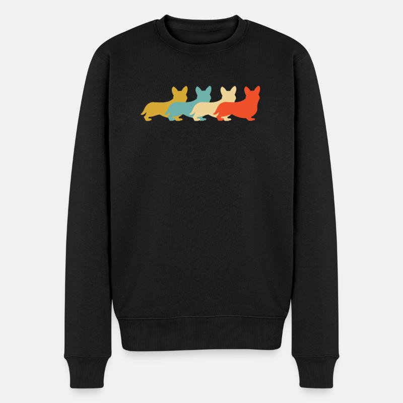 Peembroke Welsh Corgis Retro Vintage - Männer Premium Bio Pullover - Schwarz