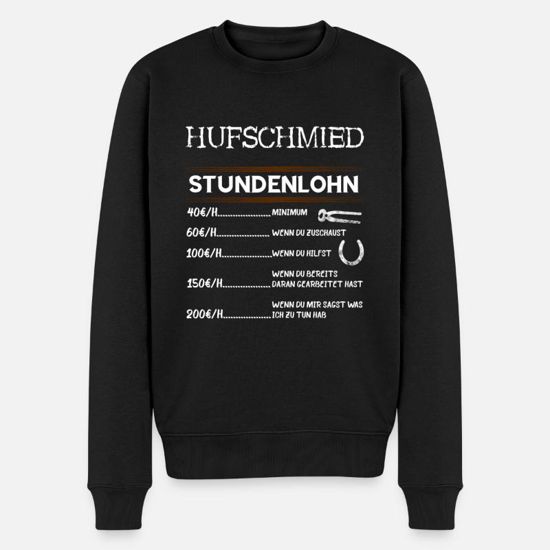 Hufschmied Pferde Hufeisen Schmied Geschenke - Männer Premium Bio Pullover - Schwarz