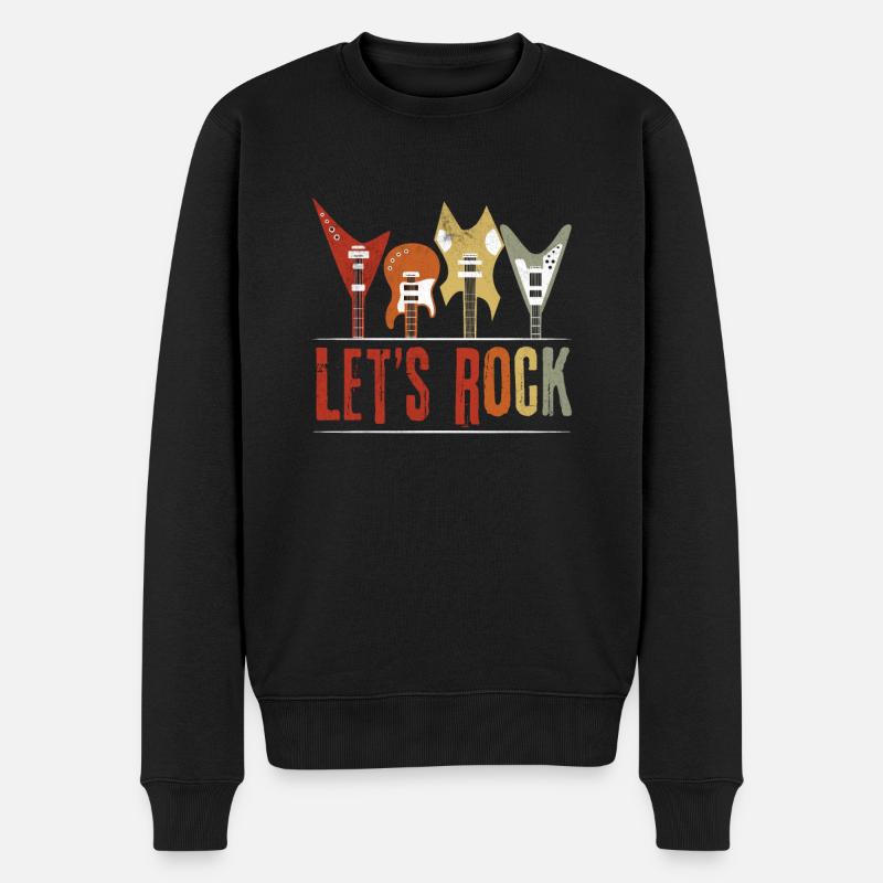 Rockgitarre - Männer Premium Bio Pullover - Schwarz