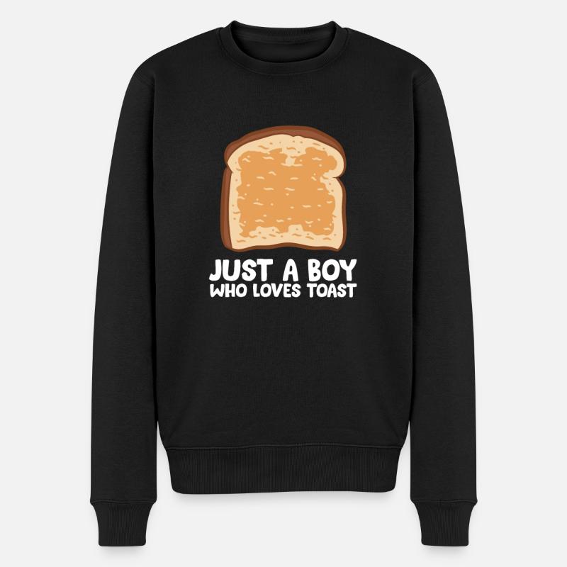 Toastbrot Liebe Nur Ein Junge Der Toast Liebt - Männer Premium Bio Pullover - Schwarz