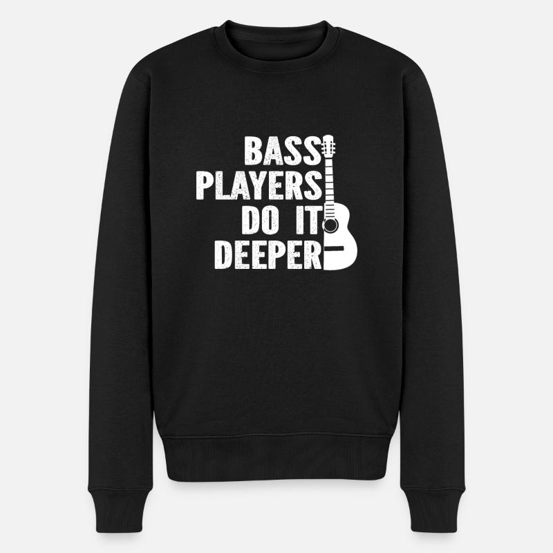 Bass Players Do It Deeper - Männer Premium Bio Pullover - Schwarz