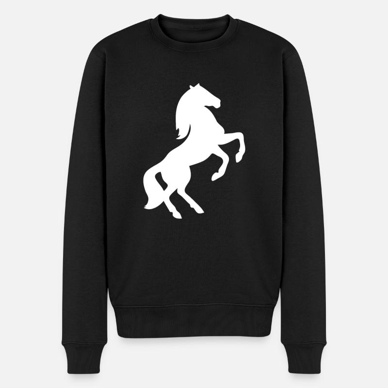 Pferde Reiten Reiterin - Männer Premium Bio Pullover - Schwarz