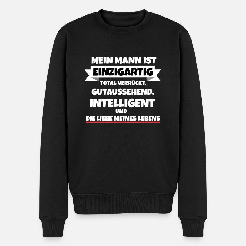 Mein Mann ist die Liebe meines Lebens - Männer Premium Bio Pullover - Schwarz