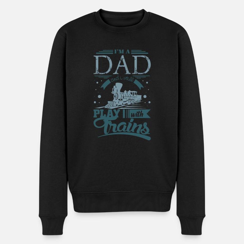 Modelleisenbahn Papa - Männer Premium Bio Pullover - Schwarz