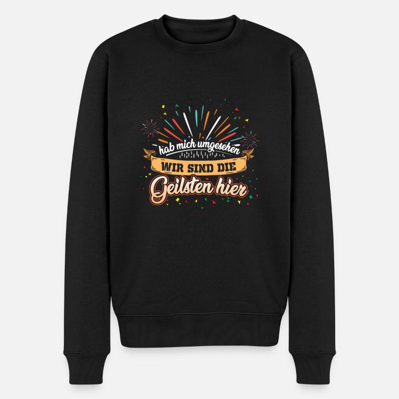 Festival lustiger Spruch - Männer Premium Bio Pullover - Schwarz