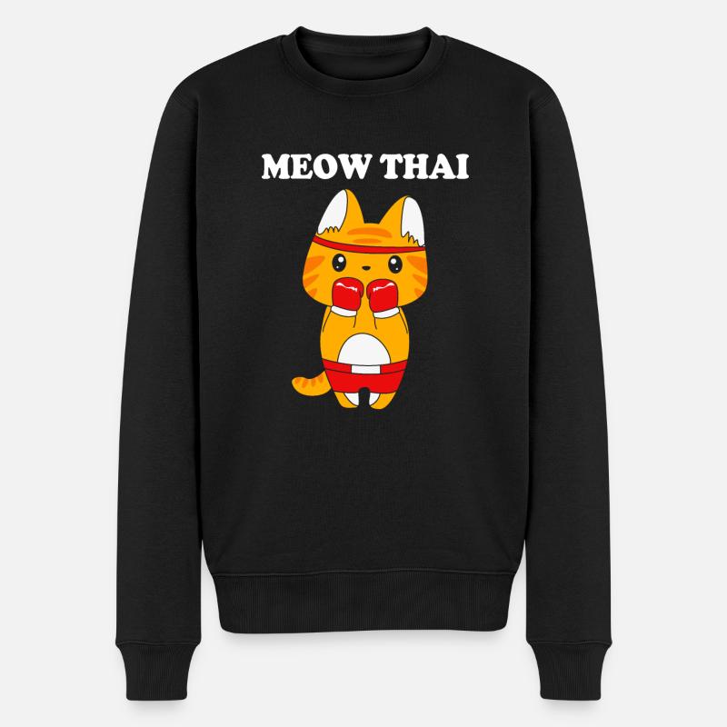 Muay Thai Katze - Männer Premium Bio Pullover - Schwarz