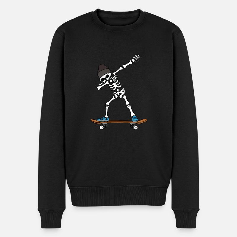 Dabbing Skelett auf Skateboard Geschenk - Männer Premium Bio Pullover - Schwarz
