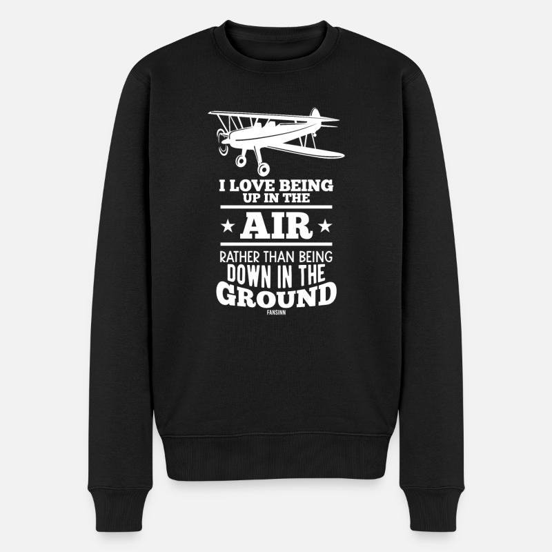 Flugzeug - Männer Premium Bio Pullover - Schwarz
