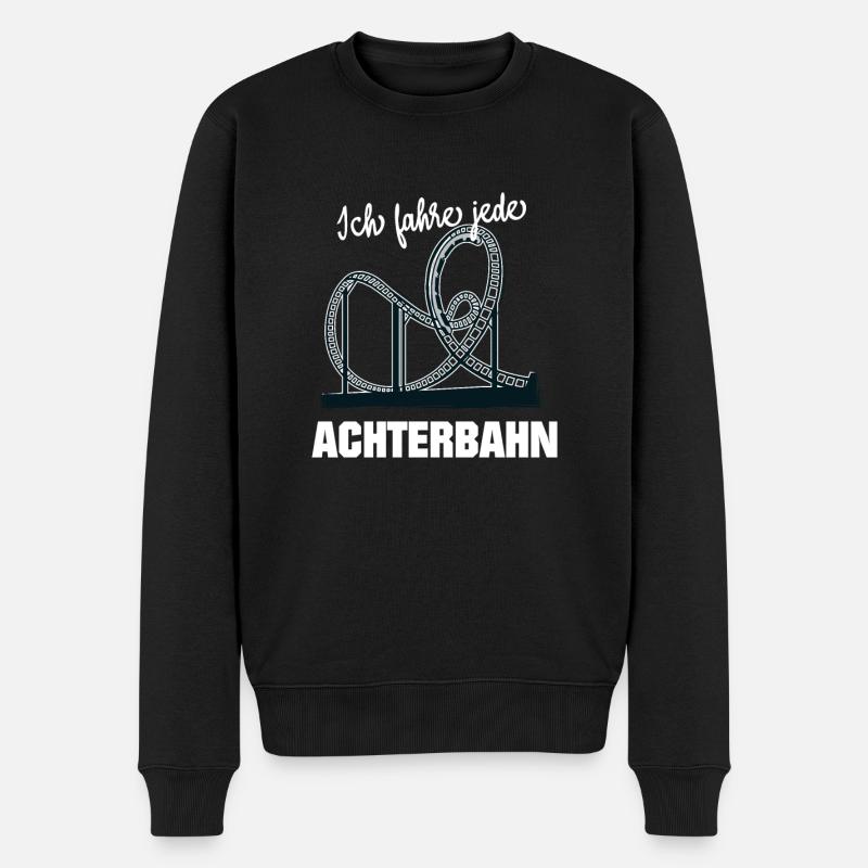 Achterbahn Ich fahre jede Achterbahn Geschenk - Männer Premium Bio Pullover - Schwarz