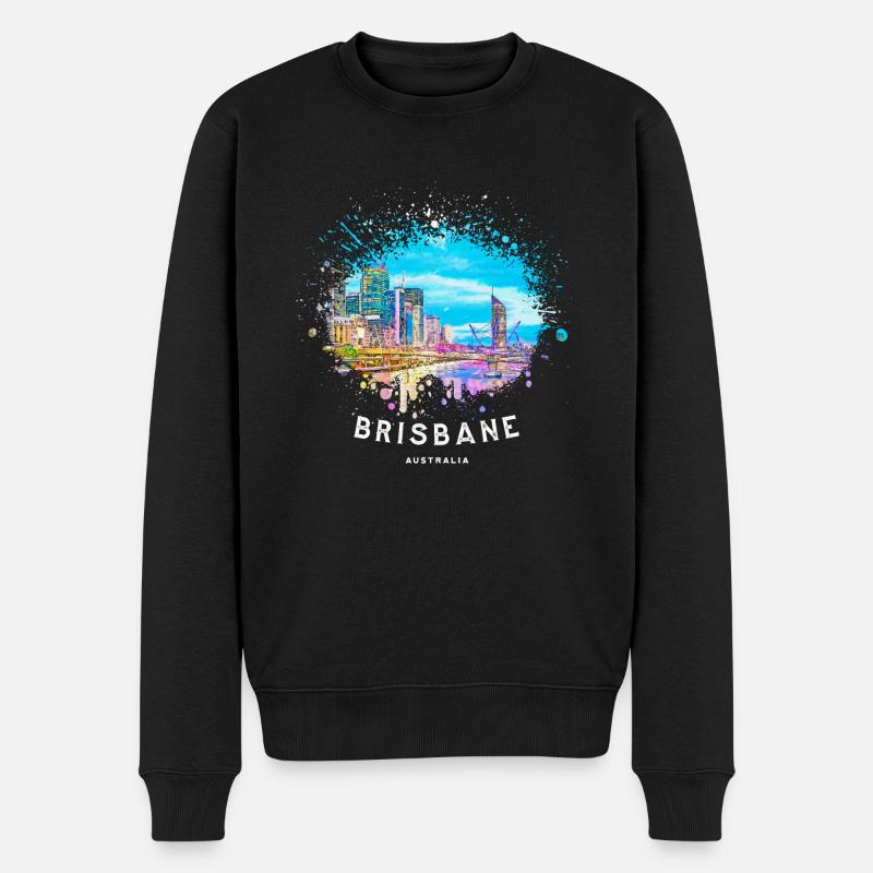 Es zeigt die wundervolle Stadt Brisbane Design - Männer Premium Bio Pullover - Schwarz