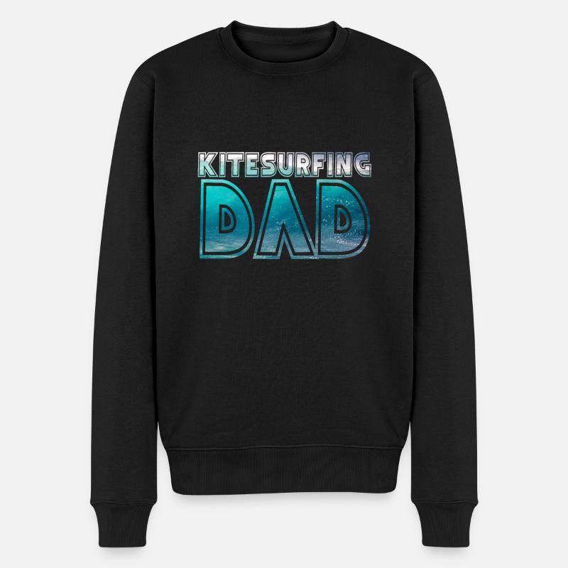 Kitesurfing dad - Männer Premium Bio Pullover - Schwarz