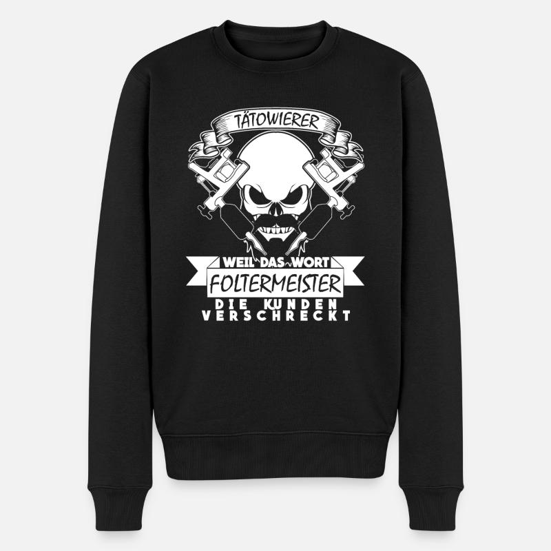 Tattoo - Tätowierer Spruch mit Schädel - Männer Premium Bio Pullover - Schwarz