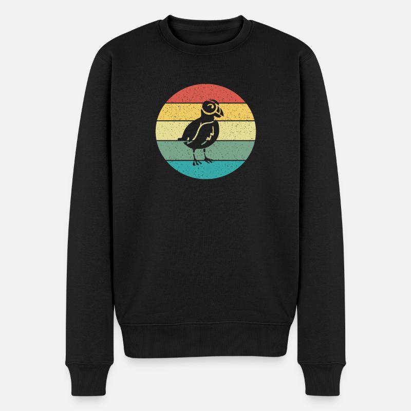 Vintage rétro macareux - Pull Premium bio Homme - noir