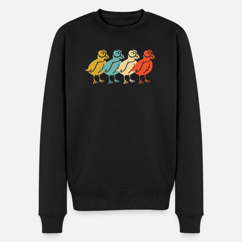 Papageientaucher Retro Vintage-Design - Männer Premium Bio Pullover - Schwarz