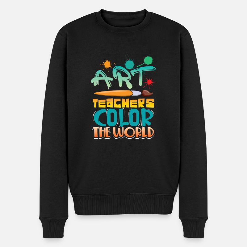 Kunst Lehrer verleihen der Welt farbe - Männer Premium Bio Pullover - Schwarz
