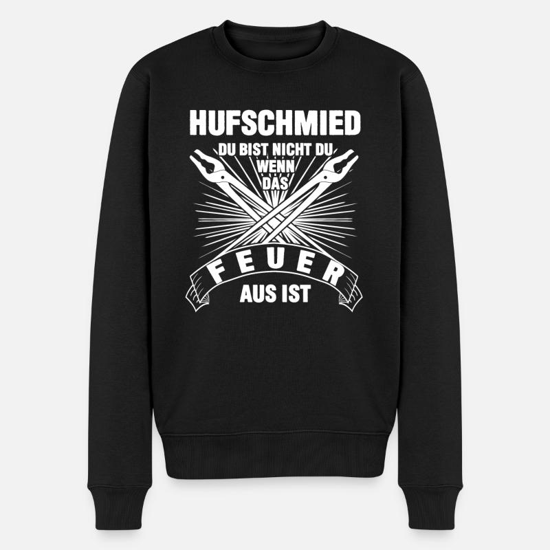 Hufschmied lustiger Pferdeschmied Spruch - Männer Premium Bio Pullover - Schwarz
