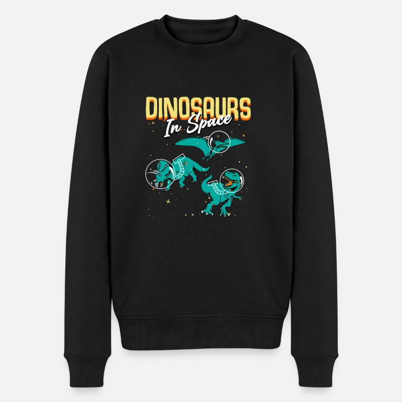 dinosaure dans l'espace - Pull Premium bio Homme - noir