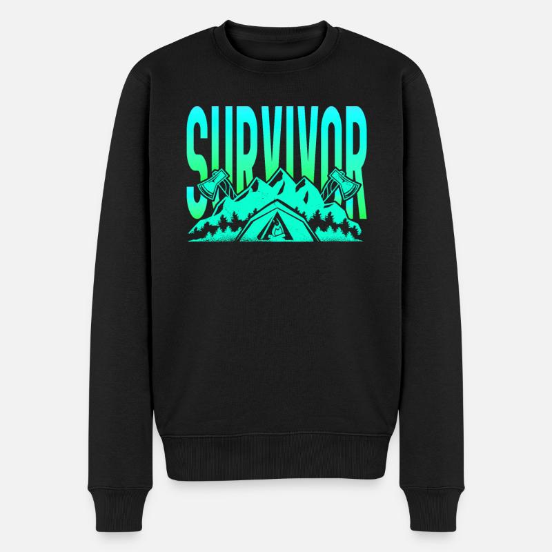 Surviveur Survie Chasse Survie Nature - Pull Premium bio Homme - noir