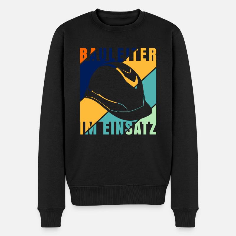 Bauleiter im Einsatz Baustelle Retro - Männer Premium Bio Pullover - Schwarz