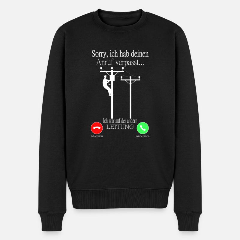 Elektriker anruf - Männer Premium Bio Pullover - Schwarz